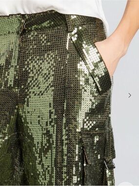 Retrofête Olive Green Sequin Cargo Pants